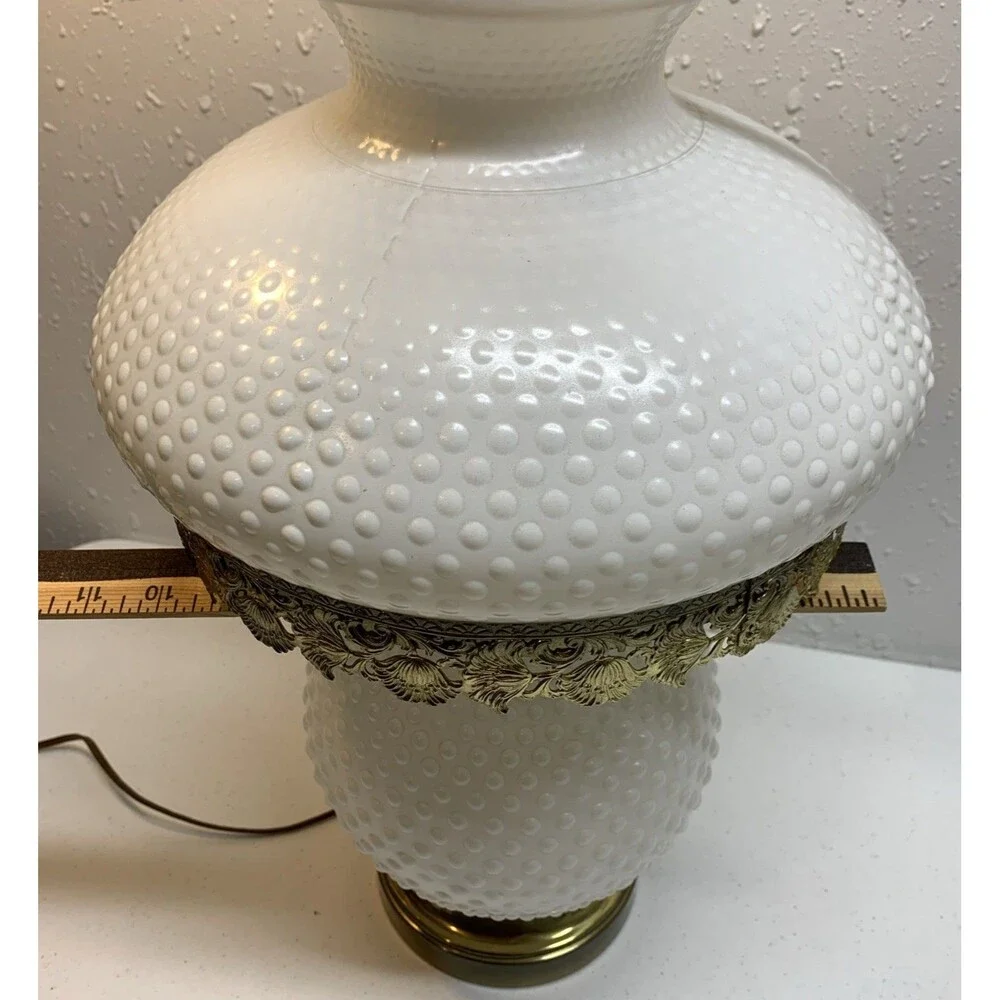 Vintage Hobnail Milk Glass Lamp Hurricane Parlor Gone With The Wind